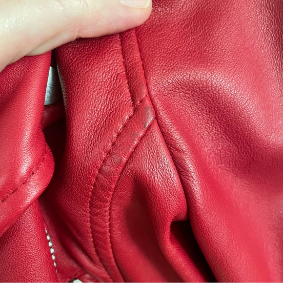 Walter Baker Red Lamb Leather Biker Jacket - Picture 6 of 6